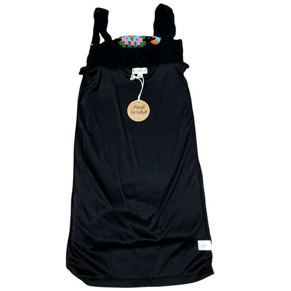 Emma & Posh Granny Square Black Mulicolor Afgan Crochet Boho Sheath Dress Small - Picture 5 of 7